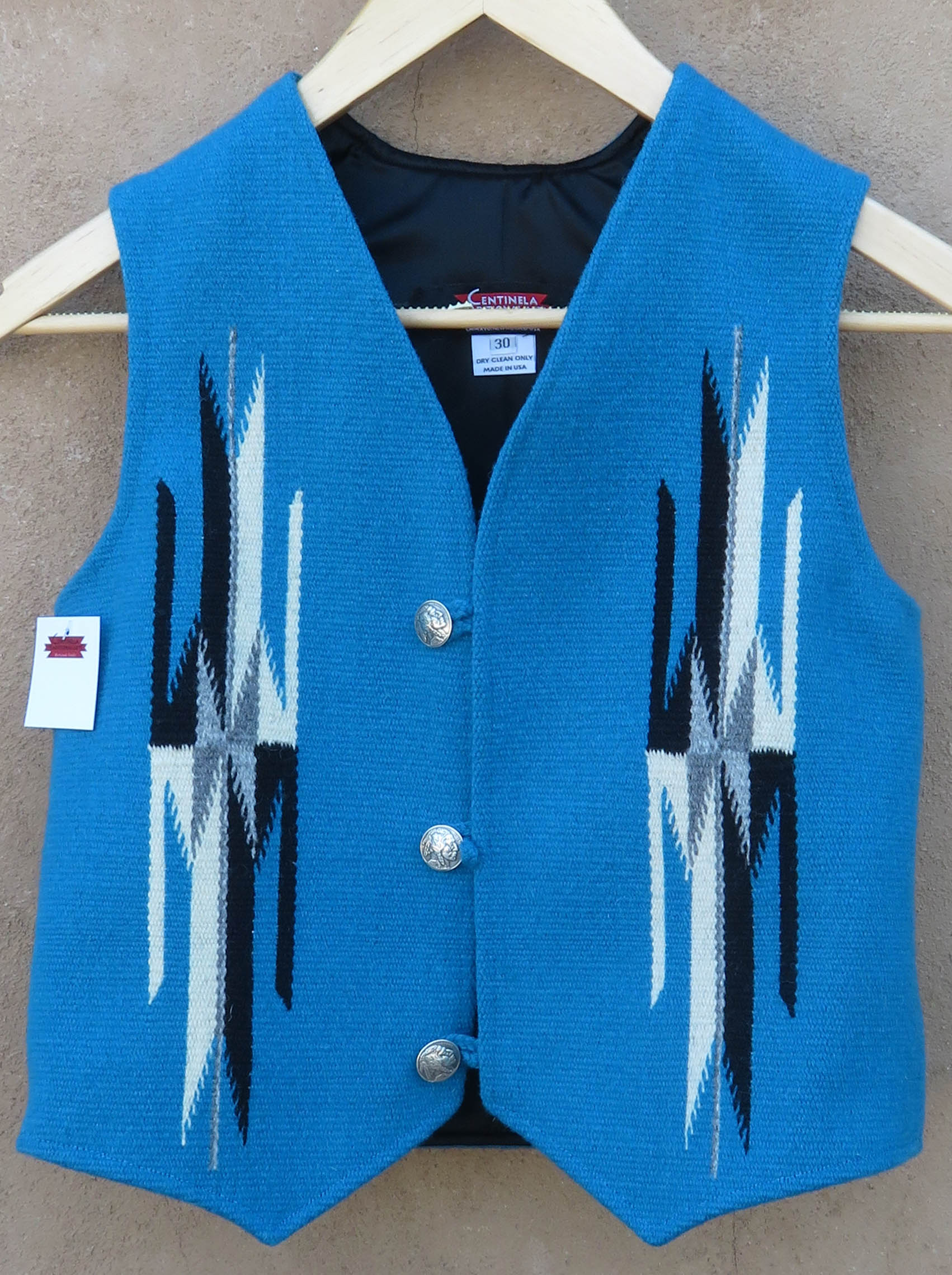 トップス 80s CENTINELA chimayo vest TurquoiseBlue Size 30 Vests – chimayoweavers